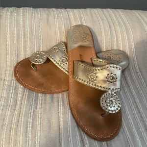 Jack Rogers Jacks Gold Metallic Leather Flat Sandals